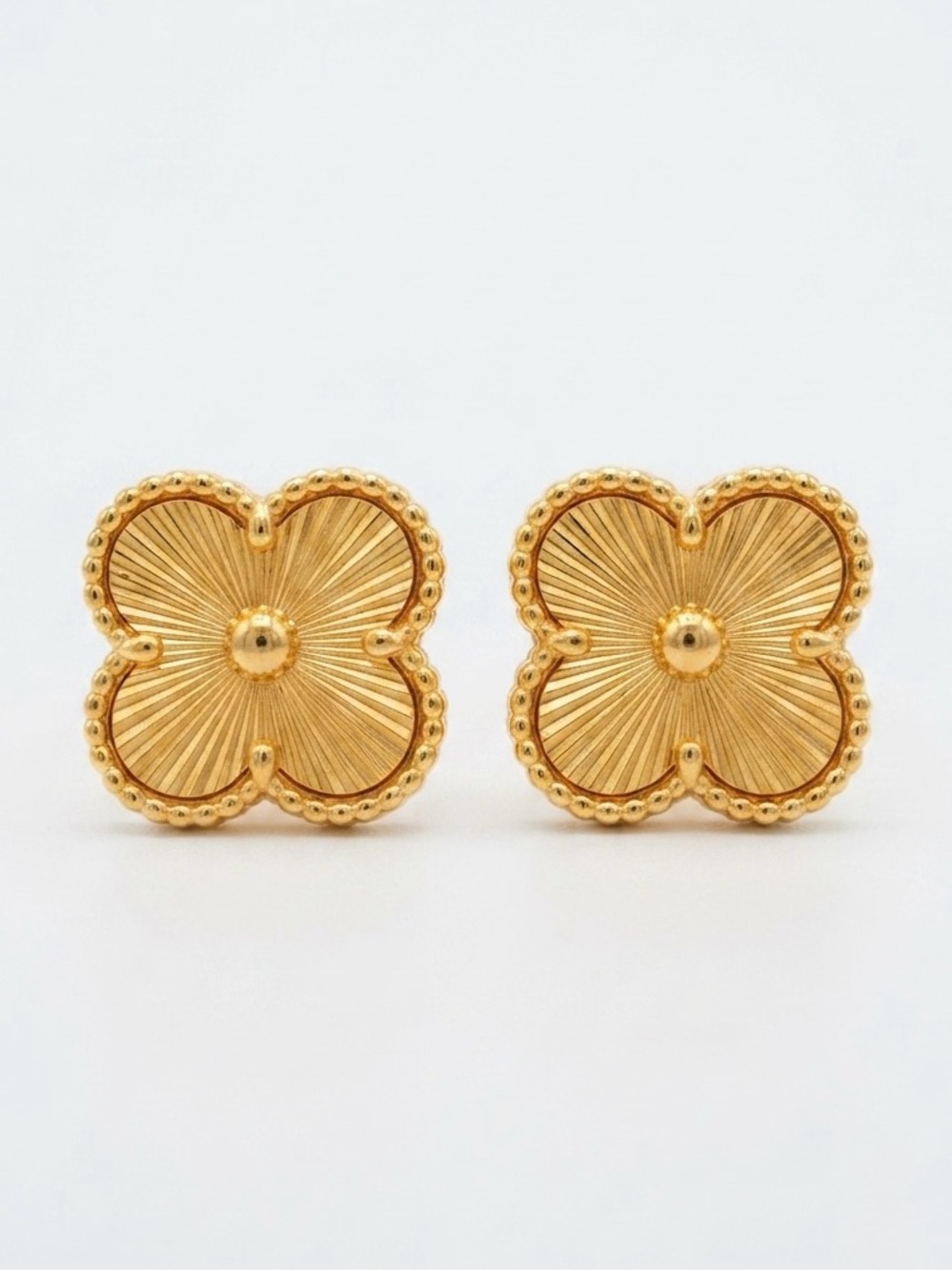 Petite Gold Tone Clover Stud Earrings Hypoallergenic Stainless Steel Jewelry